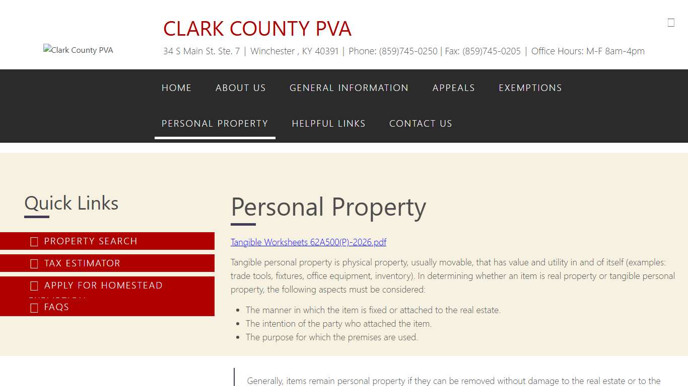 Personal Property – Clark County PVA